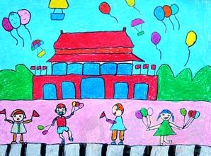 幼儿中班北京天安门儿童画作品图片欣赏