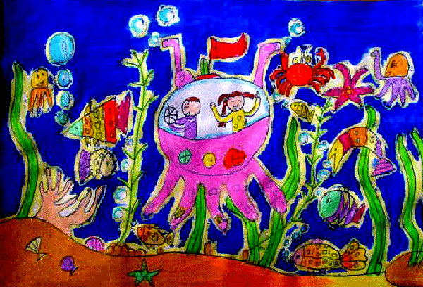 美丽的海底世界儿童画作品图片欣赏