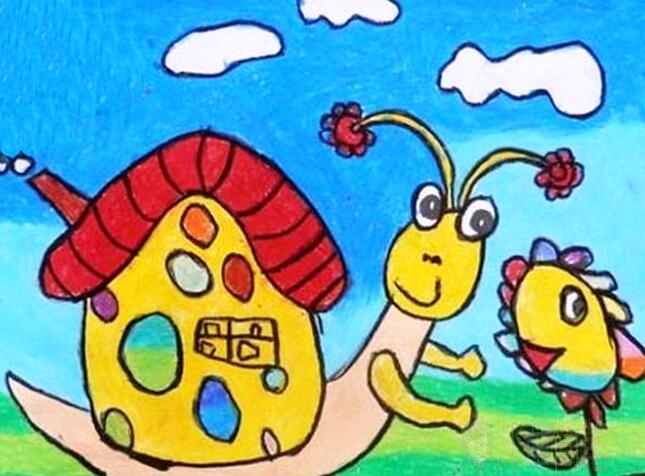 蜗牛小屋画画 蜗牛小房子儿童画图片大全/儿童简笔画 蜗牛小屋画画 蜗牛小房子儿童画图片大全
