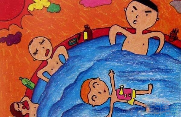 夏天我爱游泳儿童画优秀作品图片
