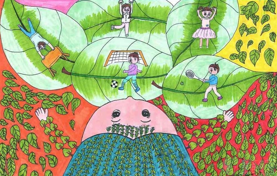 小学生绿色家园环保画