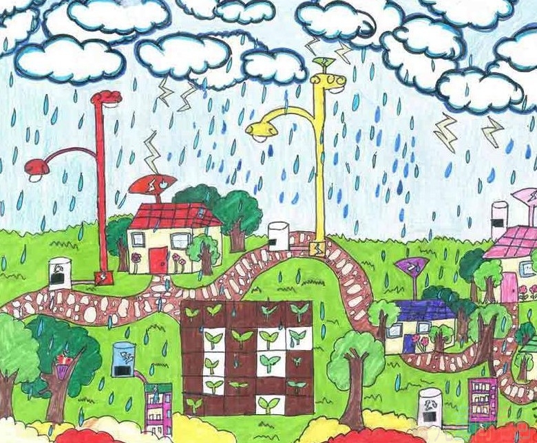 小学生绿色家园环保画