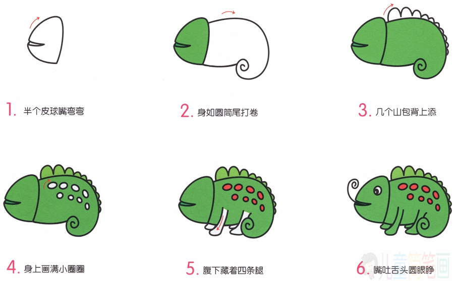 变色龙的简笔画画法