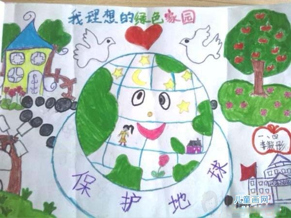 一年级保护地球绿色家园儿童画参赛获奖作品/儿童简笔画 一年级保护地球绿色家园儿童画参赛获奖作品