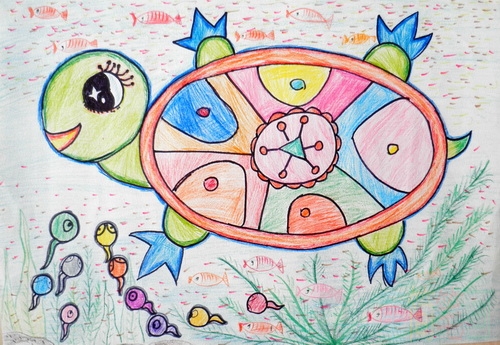 儿童画作品-小蝌蚪找妈妈儿童画