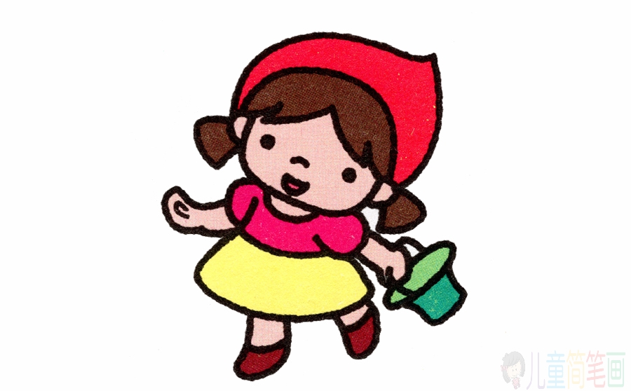 小红帽简笔画画法步骤教程