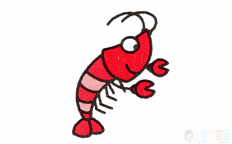 儿童简笔画小龙虾的画法图片教程素描彩图