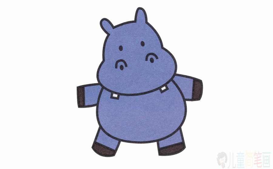 萌萌的小河马简笔画画法_怎么画小河马的简笔画