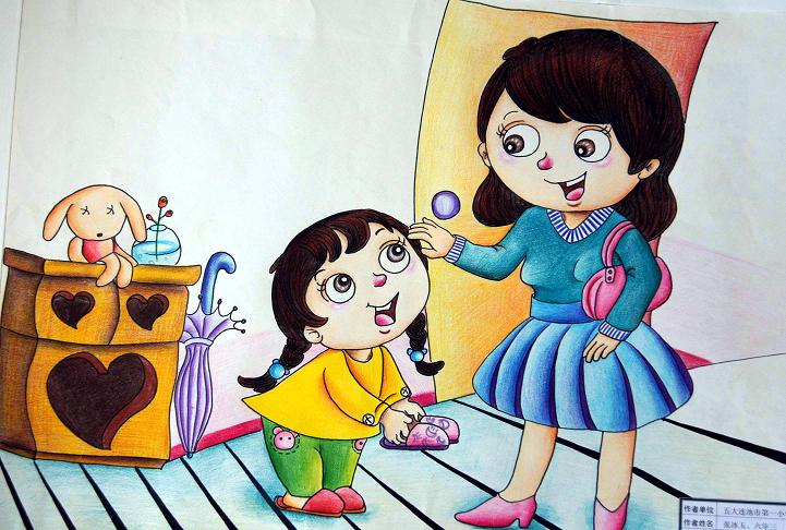 感恩天下母亲，我的好妈妈儿童画作品欣赏