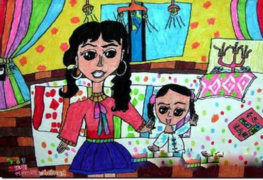 感恩天下母亲，我的好妈妈儿童画作品欣赏