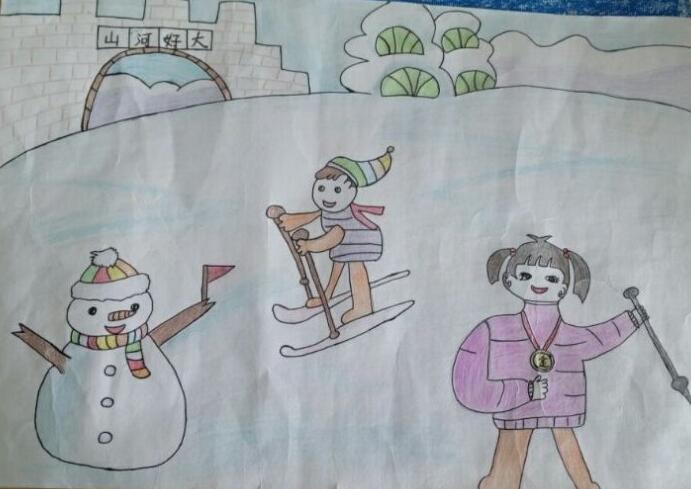 冬奥会申奥滑雪儿童画作品