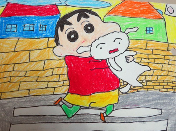 小新和小白-儿童画作品