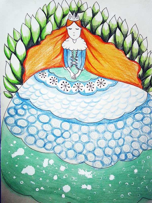 童话里的美丽公主儿童画作品欣赏