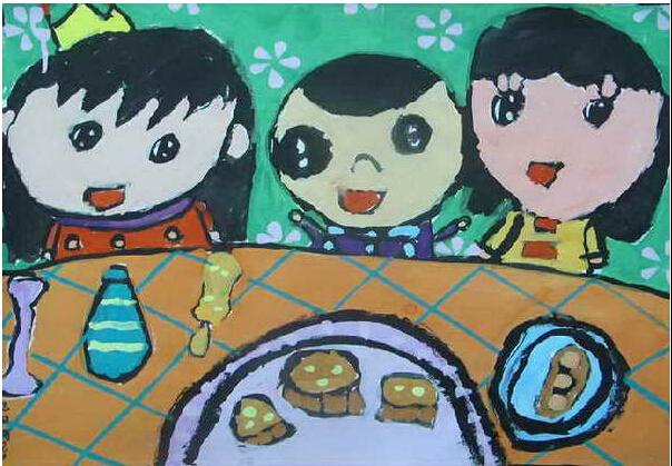 儿童画作品：我们最爱吃月饼