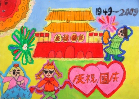 国庆节儿童画画国旗儿童画作品