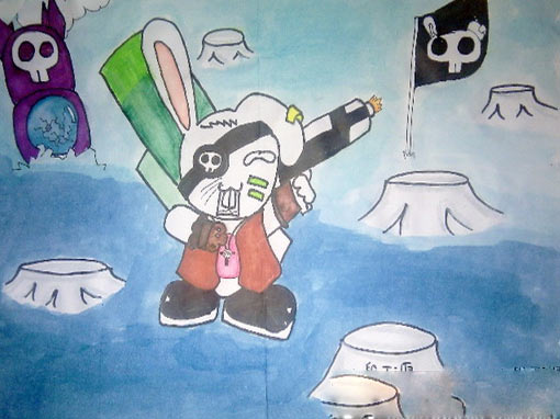 小兔的万圣节之夜儿童画作品