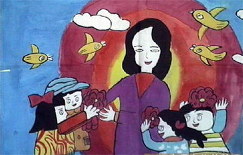 我爱老师教师节儿童画作品