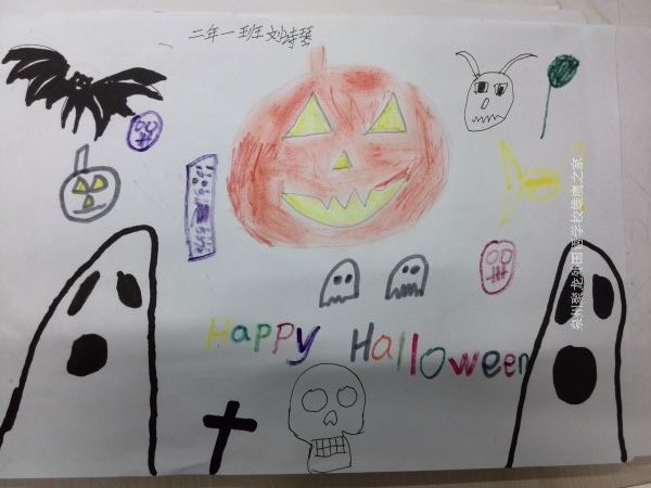 万圣节的南瓜儿童画