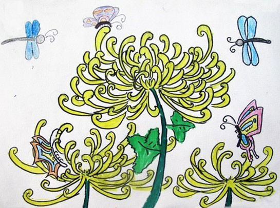 菊花飘香儿童画作品