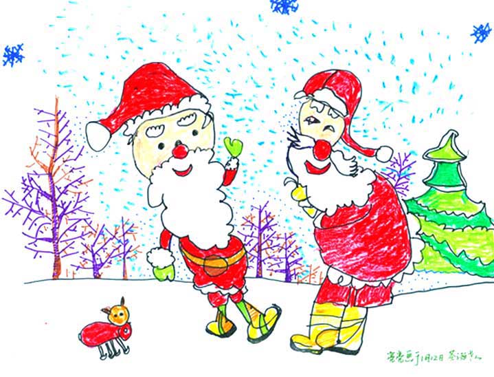 圣诞老人儿童画画作品欣赏