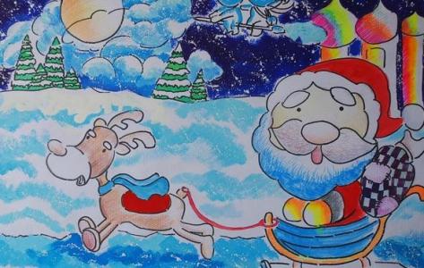 圣诞老人儿童画画作品欣赏