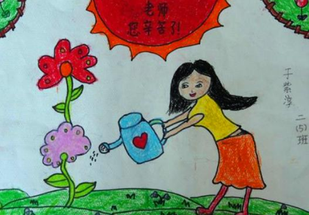 最美幼儿园老师儿童画作品