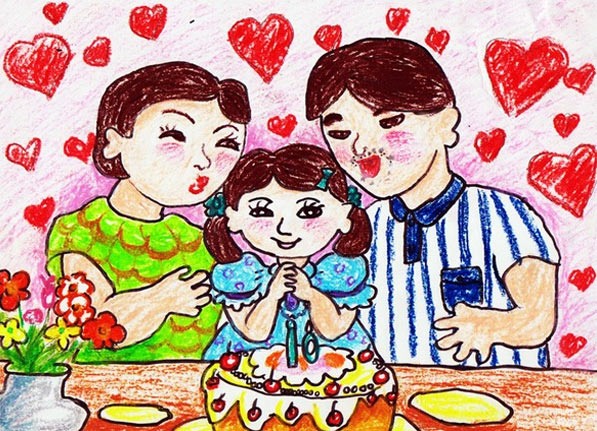 美好的感恩节儿童画作品