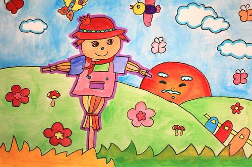 稻草人儿童画
