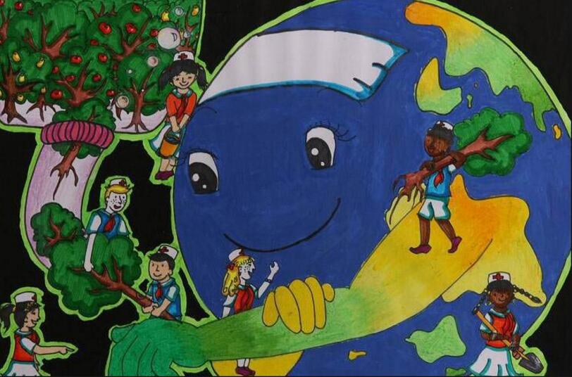 世界地球日环保创意画图片