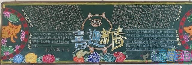 迎接2019新年的黑板报图片