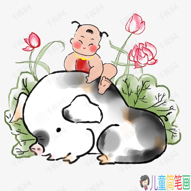 2019那些可爱的猪年年画儿童画