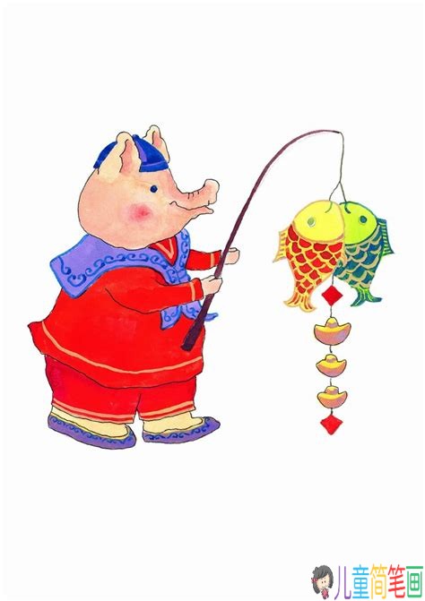 2019那些可爱的猪年年画儿童画