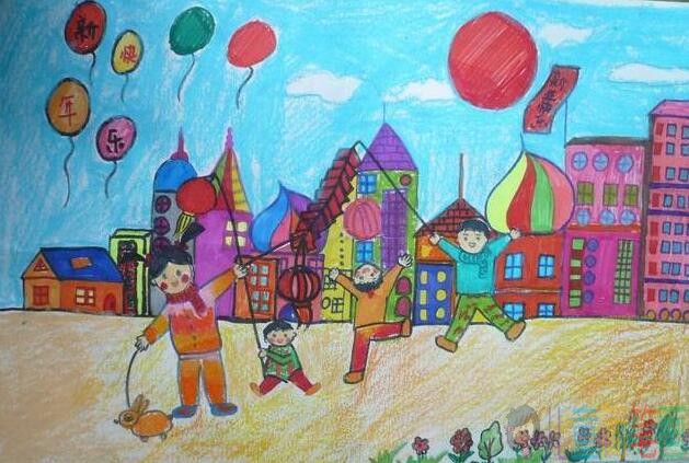 红红火火2019农历过新年儿童画作品