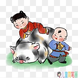 2019那些可爱的猪年年画儿童画
