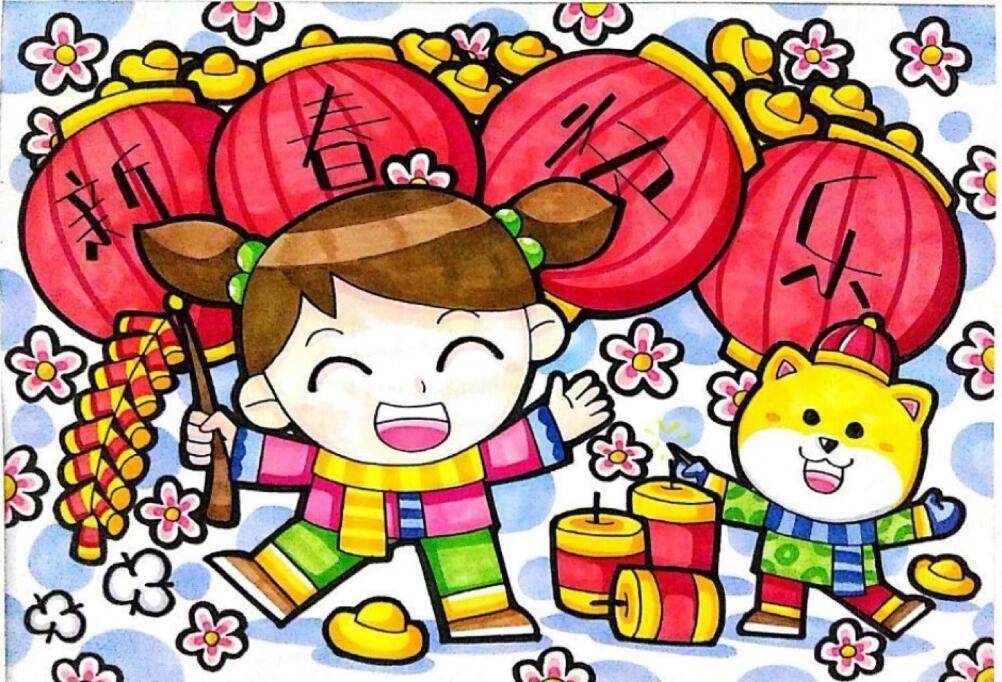 新年儿童画作品，2019猪年最新儿童绘画