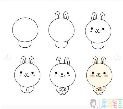 用圆形画出Q版小猪和其他可爱小动物的简笔画