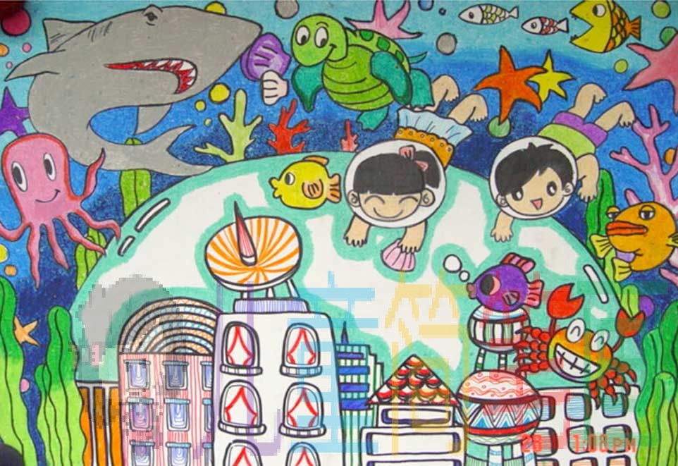 卡通海底世界儿童画作品
