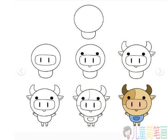 用圆形画出Q版小猪和其他可爱小动物的简笔画
