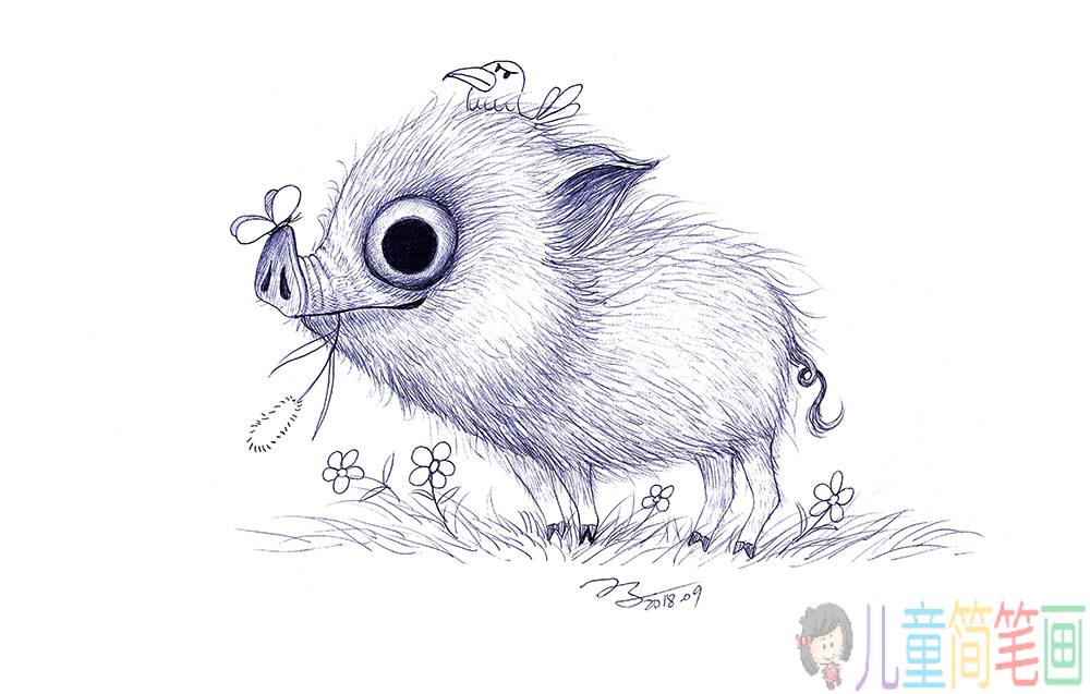 2019卡通萌小猪简笔画