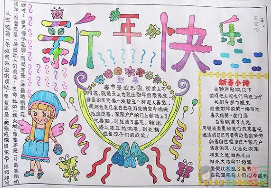 2019猪年春节儿童手抄报图片展示
