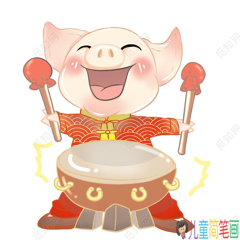 2019那些可爱的猪年年画儿童画
