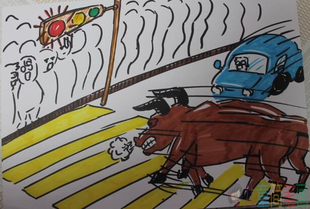交通安全无小事活动，小学生交通安全绘画作品