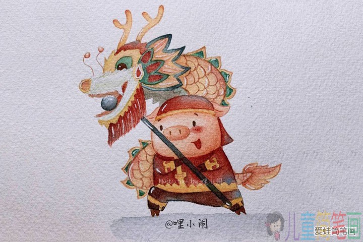 2019关于猪年年画的简笔画图片