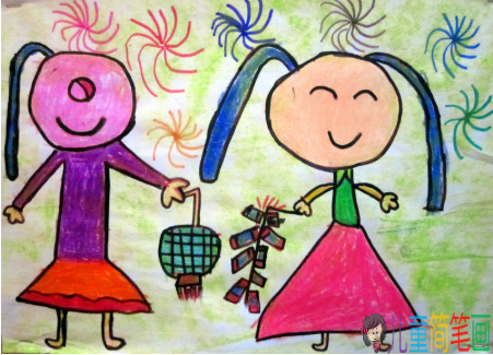 春节儿童 图画作品小学四年级