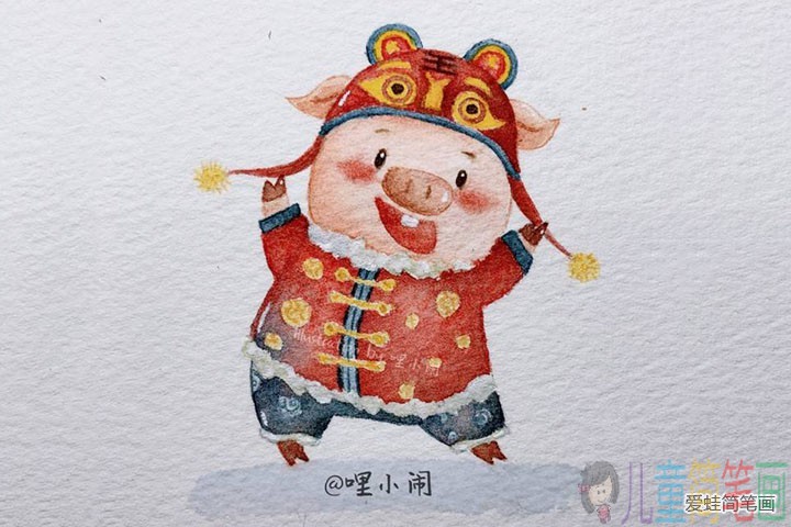 2019关于猪年年画的简笔画图片