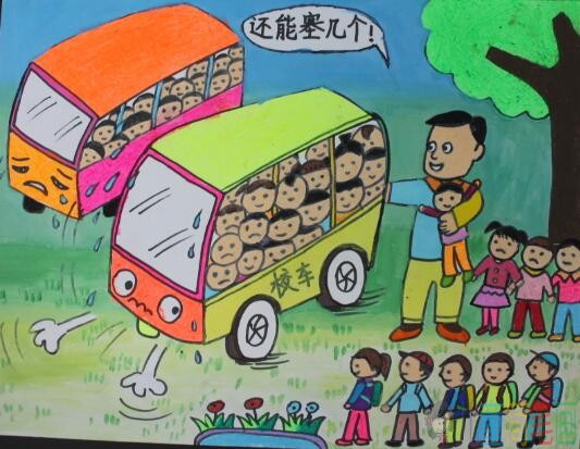 交通安全安全出行，以道路交通安全绘画主题图片绘画