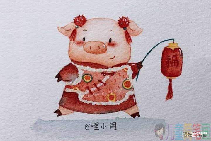 2019关于猪年年画的简笔画图片