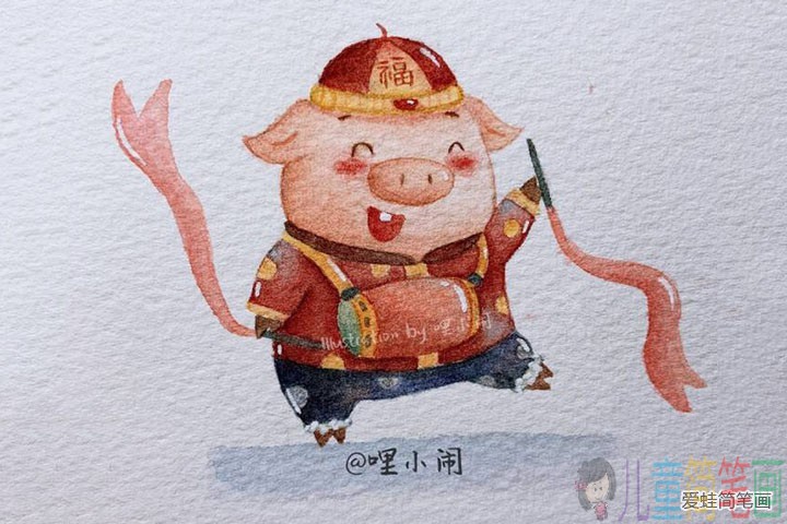 2019关于猪年年画的简笔画图片