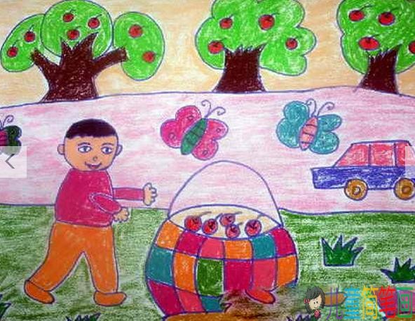 以秋天为主题儿童画，收获的季节儿童画图片