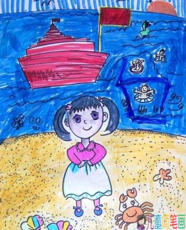 儿童画暑假的生活怎么画，愉快的暑假生活儿童画